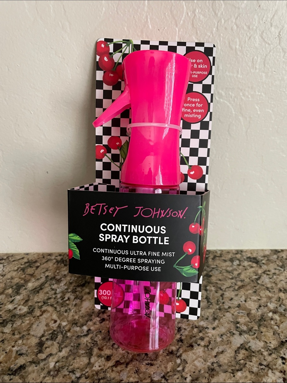 Betsey Johnson Hot Pink Continuous Spray Bottle